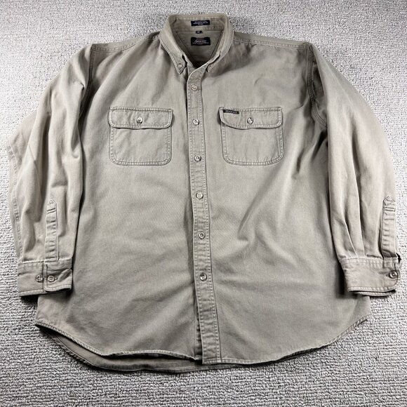 Dickies Long Sleeve Button Up Mechanic Work Chore Shirt Tan Beige Men’s Size XL - Picture 1 of 8